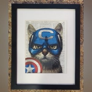Framed Captain America cat print